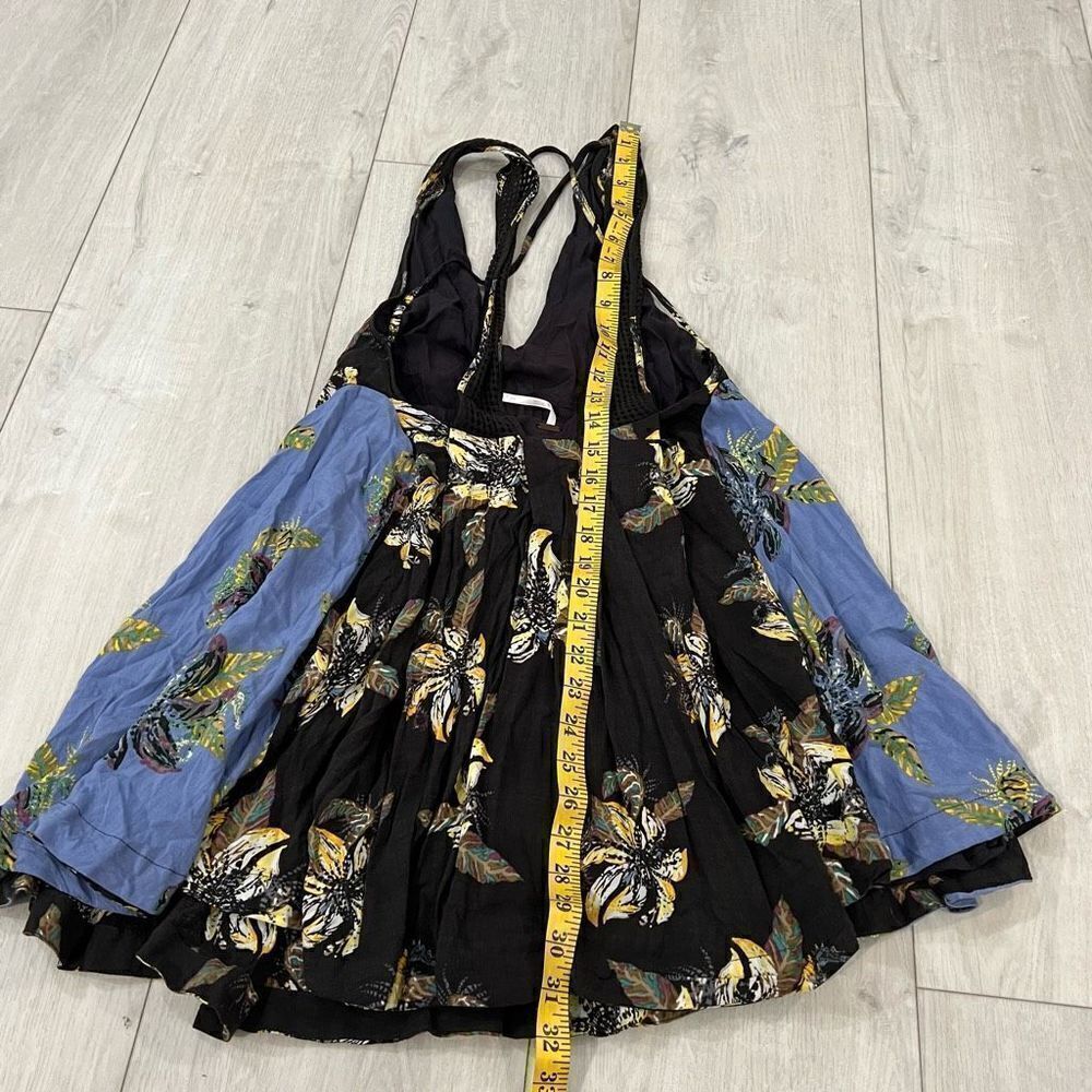 Free People Medium Thought I Was Dreaming Dress Crochet Flowy Floral Black Blue - Picture 4 of 10